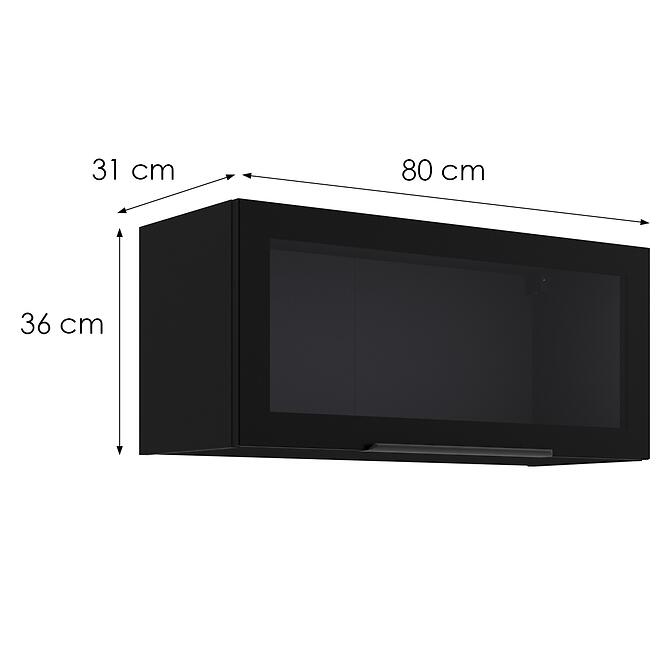 Kuchynská skrinka - vitrína čierna/čierna 80GUS-36 1F,2