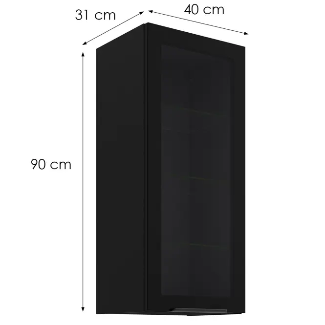 Vitrína Čierna/Čierna 40gs-90 1f,2