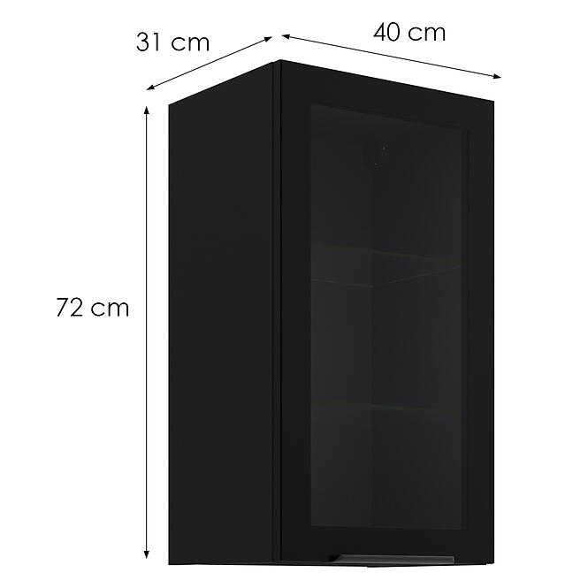 Kuchynská skrinka - vitrína čierna/čierna 40GS-72 1F,2