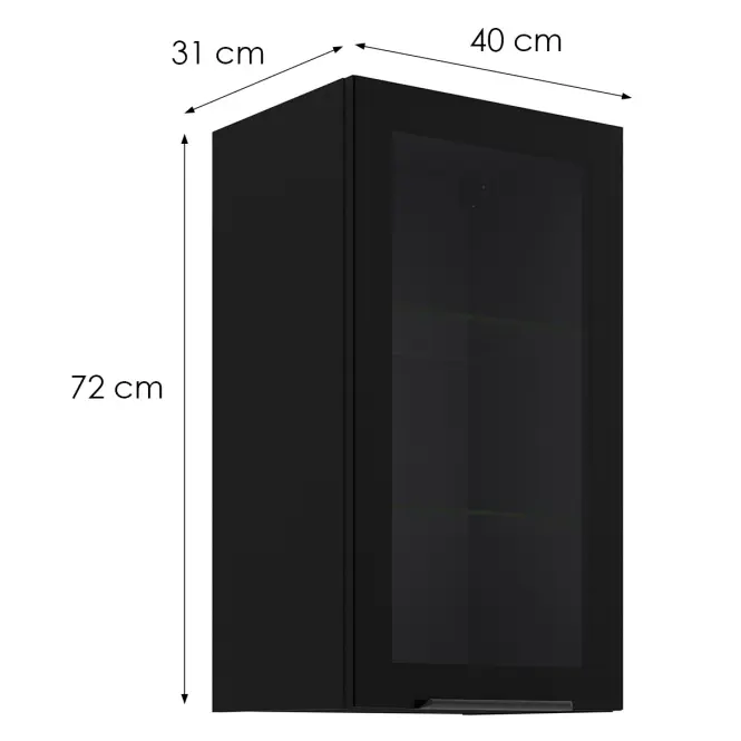 Vitrína Čierna/Čierna 40gs-72 1f,2