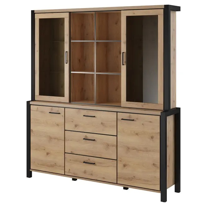 Skriňa 4d3s Aktiv 76 Dub Taurus/Čierna