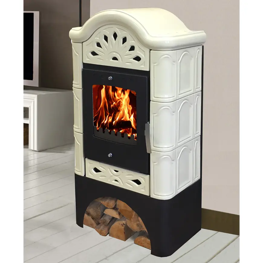 Pec oceľovo-kachľová Bergento II drab 6 kW