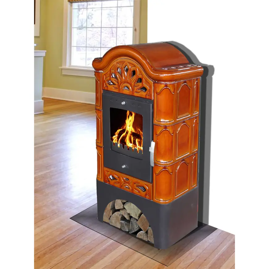 Pec oceľovo-kachľová Bergento II goldbrown 6 kW