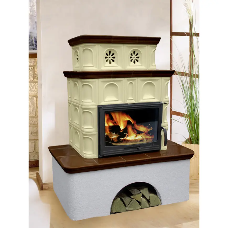Pec oceľovo-kachľová Salzburg creme/coffebrown 9 kW
