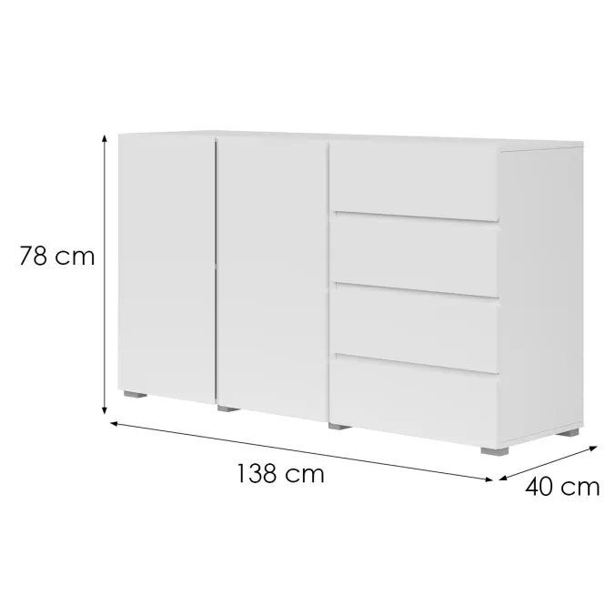 Komoda 2d4s Asymetric 42 Biely,2