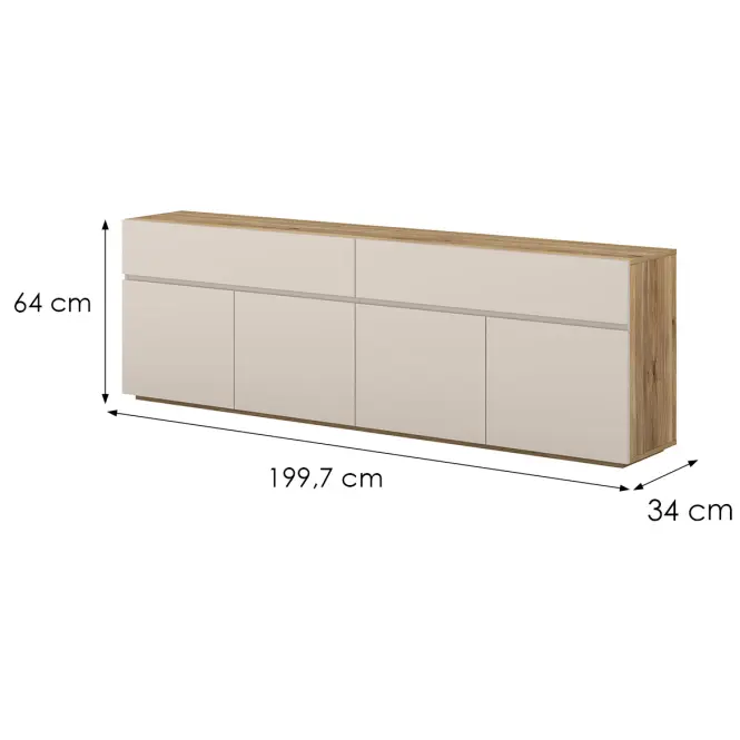 Komoda 4d4s Criss 25 Dub Mauvella/Kašmír,2
