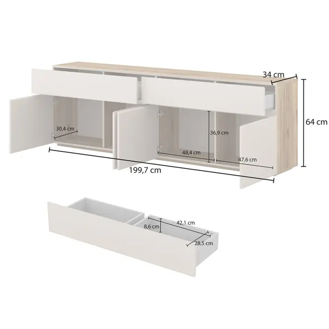 Komoda 4d4s Criss 25 Dub Mauvella/Kašmír,6