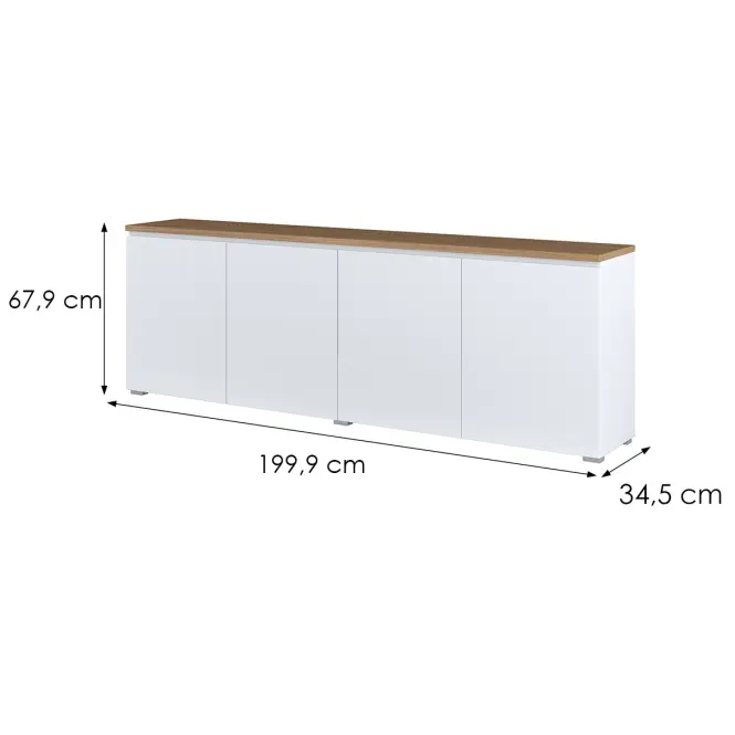 Komoda 4d Modo 25 Dub Mauvella/Biely,2