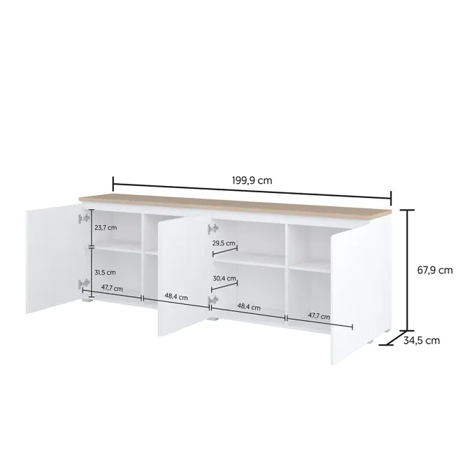 Komoda 4d Modo 25 Dub Mauvella/Biely,6