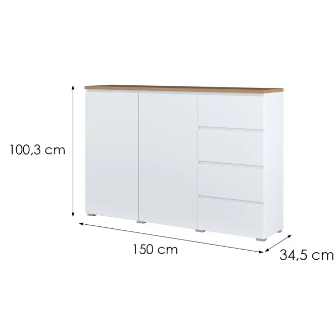 Komoda 2d4s Modo 45 Dub Mauvella/Biely,2