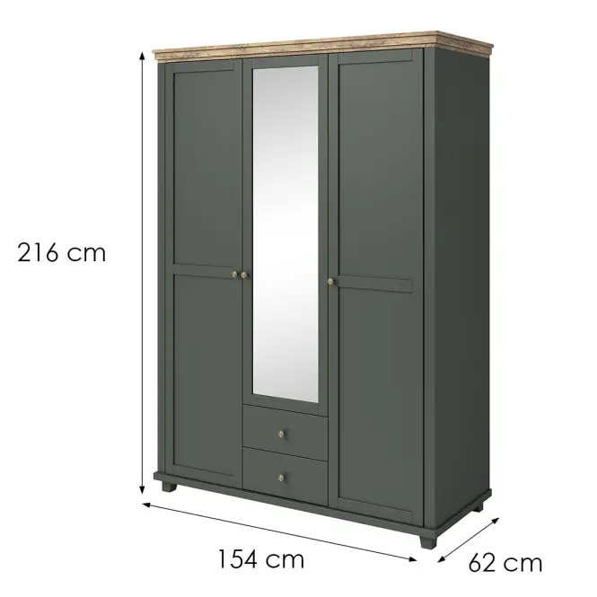 Skriňa 3d + Zrkadlo Evora S 19  D.Lefkas/Zelená