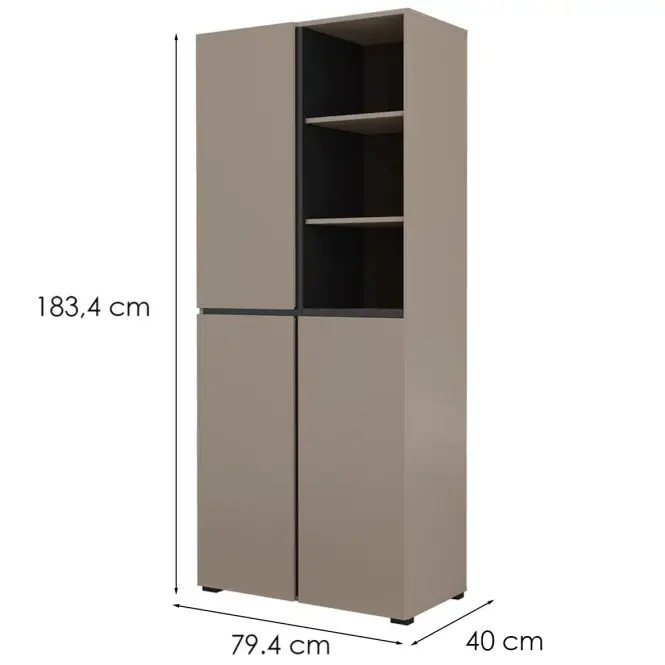 Skriňa Cross 79 cm – Congo/čierna, trojdverová,2