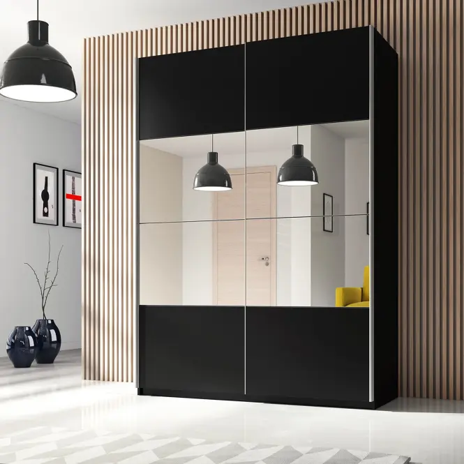 Skriňa 120cm Beta 54  Čierna/Zrkadla,9