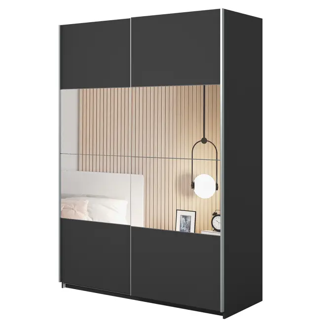 Skriňa 150cm Beta 55  Čierna/Zrkadla,3