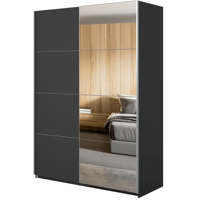 Skriňa 150cm Beta 55  Čierna/Zrkadla
