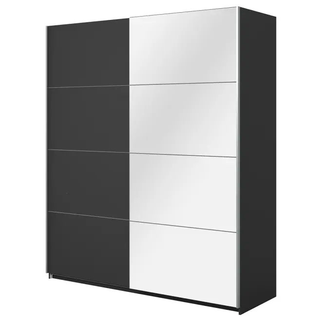 Skriňa 180cm Beta 56  Čierna/Zrkadla