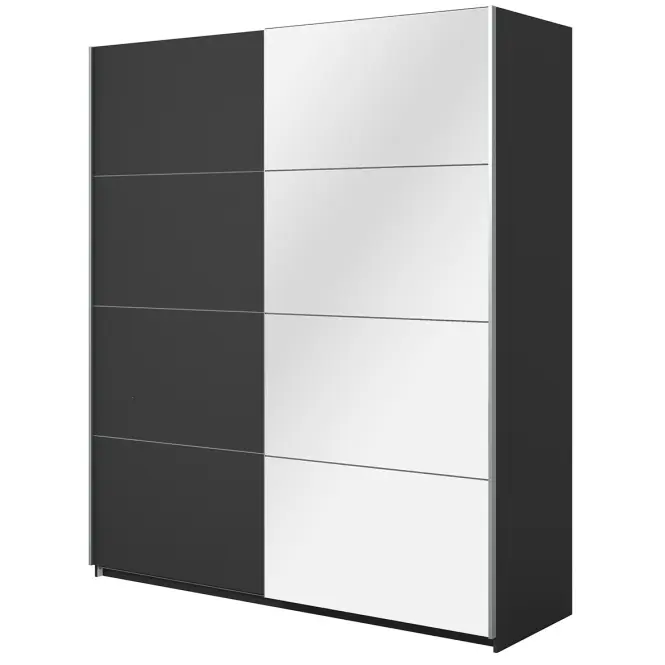 Skriňa 200cm Beta 57  Čierna/Zrkadla