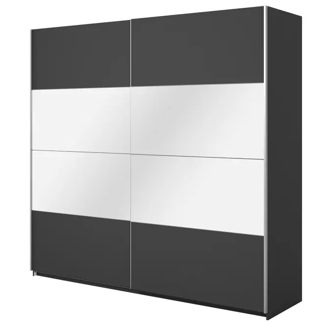 Skriňa 221cm Beta 58  Čierna/Zrkadla