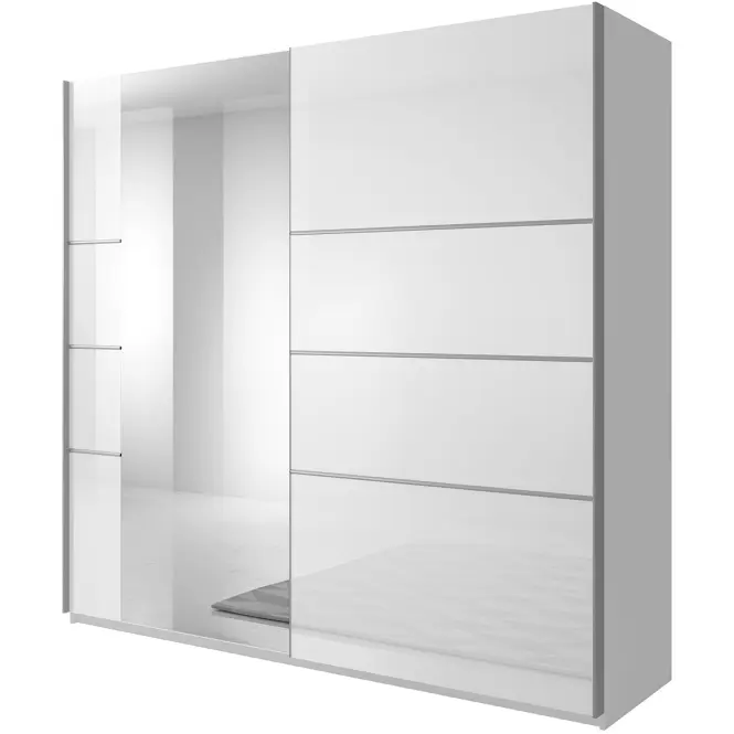 Skriňa 2d + Zrkadlo Beta 56  Biely/Lesk,2