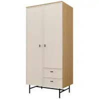 Skriňa Elora 1 92 cm – dub jarný/makadamová, dvojdverová, zásuvky