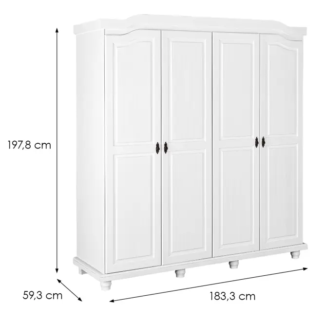 Skriňa 20900120 Isny 4d Borovica Biely,3