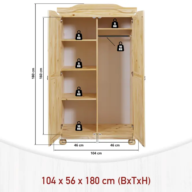 Skriňa 30500100 Genf 2d Borovica Natural,4