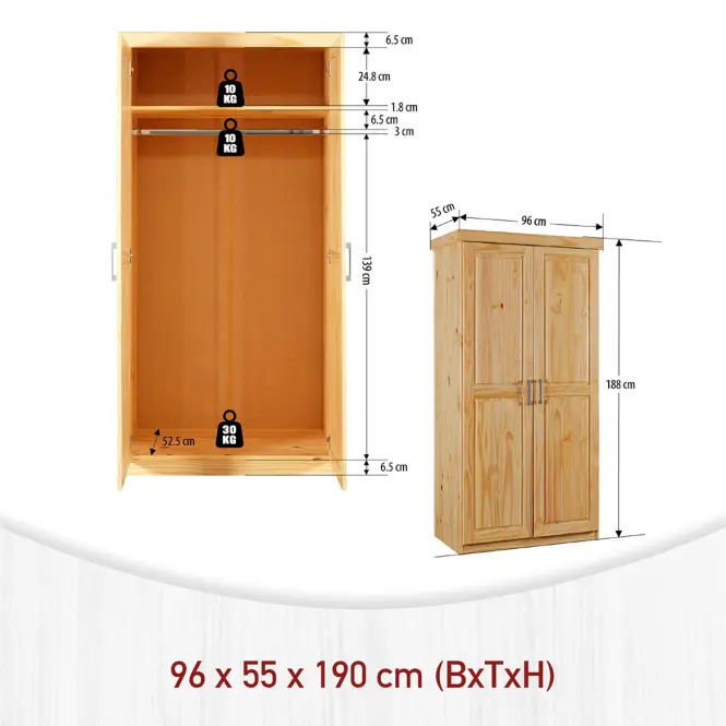Skriňa 30500303 Leon 2d Borovica Natural,4
