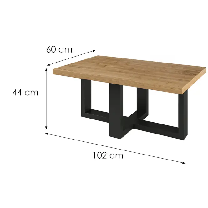 Konferenčný Stolík Eko 99 Čierna Onyx/Dub Wotan