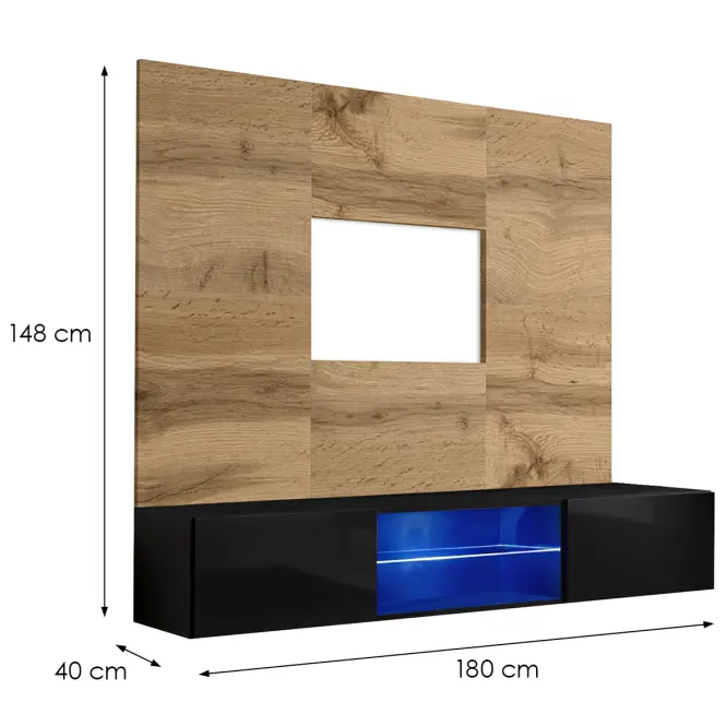 TV stolík + Panel Switch Wtz Sw Pr3 + Led Wotan/Čierna