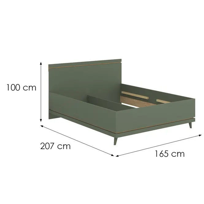 Posteľ Scandi 31 160 Dubový Olej/Zelená,3