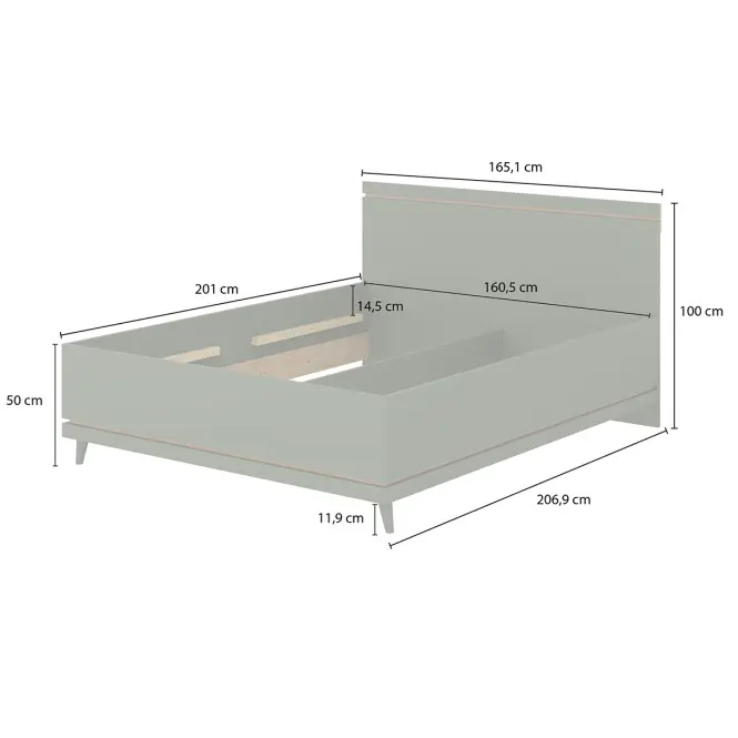 Posteľ Scandi 31 160 Dubový Olej/Zelená,4