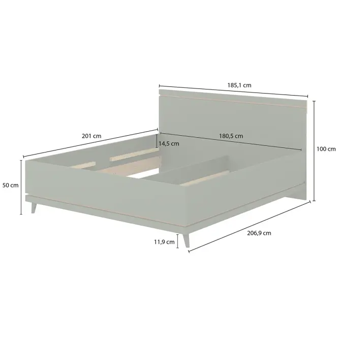 Posteľ Scandi 32 180 Dubový Olej/Zelená,4