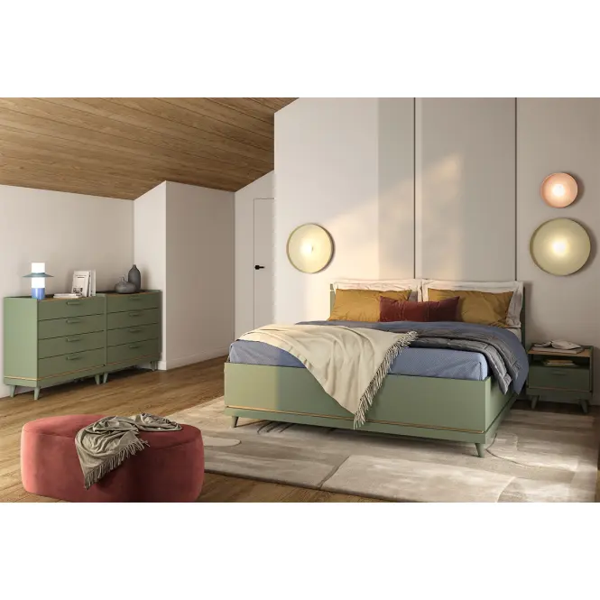 Posteľ Scandi 32 180 Dubový Olej/Zelená