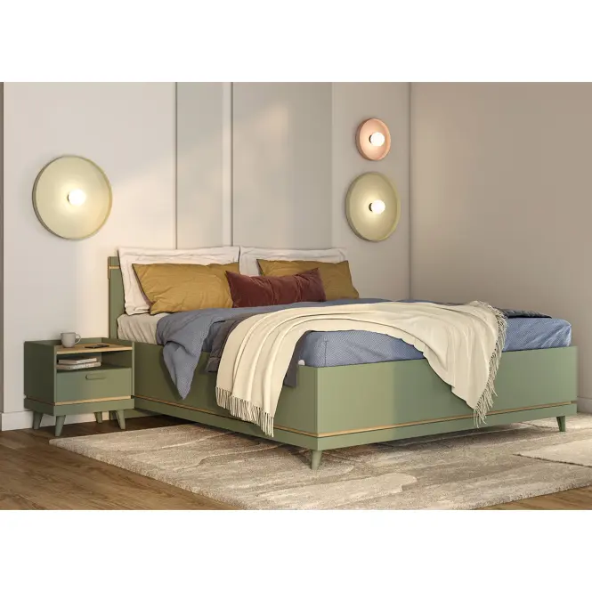 Posteľ Scandi 32 180 Dubový Olej/Zelená