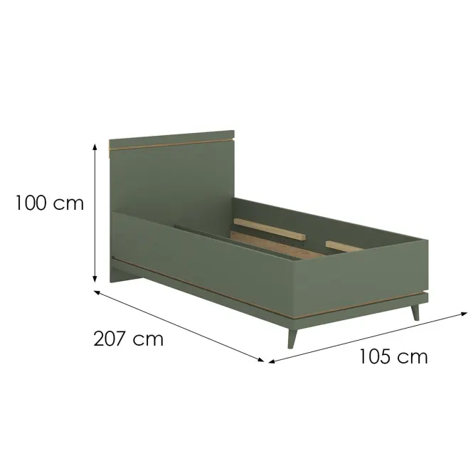Posteľ Scandi 34 100 Dubový Olej/Zelená,3