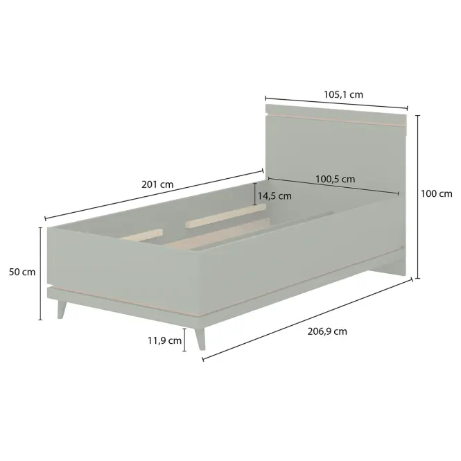 Posteľ Scandi 34 100 Dubový Olej/Zelená,4