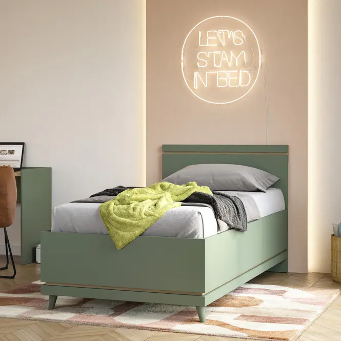 Posteľ Scandi 54 S kontajnerom 100 Dubový Olej/Zelená,4