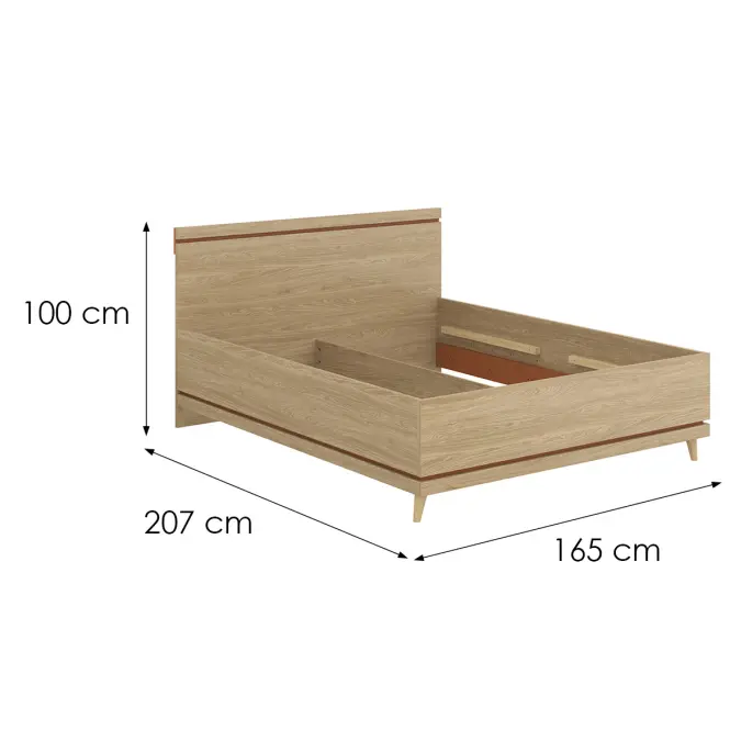 Posteľ Scandi 31 160 Dubový Olej/Tehla