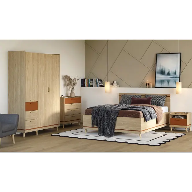 Posteľ Scandi 31 160 Dubový Olej/Tehla,5