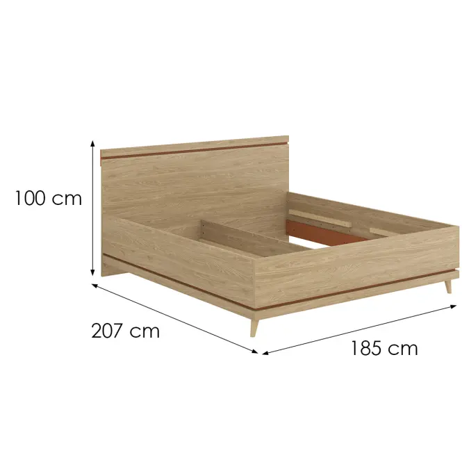 Posteľ Scandi 32 180 Dubový Olej/Tehla,3