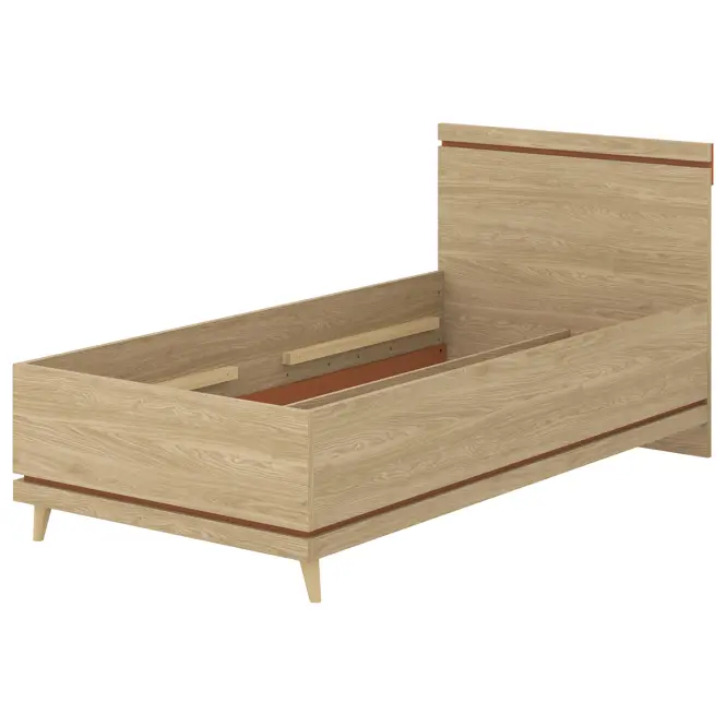 Posteľ Scandi 34 100 Dubový Olej/Tehla,2