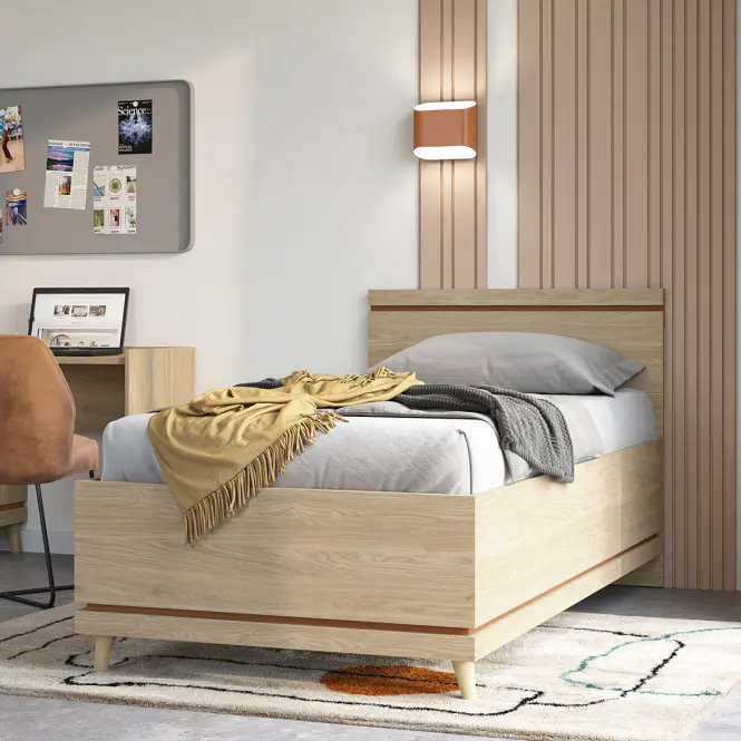 Posteľ Scandi 34 100 Dubový Olej/Tehla,4