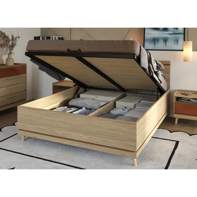 Posteľ Scandi 52 S kontajnerom 180 Dubový Olej/Tehla