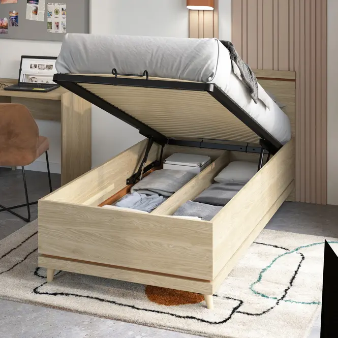 Posteľ Scandi 54 S kontajnerom 100 Dubový Olej/Tehla,4
