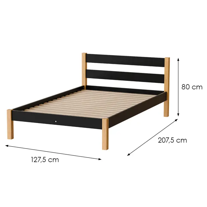 Posteľ Inka 120 Čierna/Prírodný Dub,2