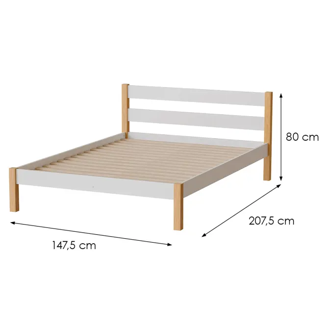 Posteľ Inka 140 Biela/Prírodný Dub,2