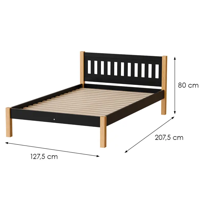 Posteľ Gaja 120 Čierna/Prírodný Dub