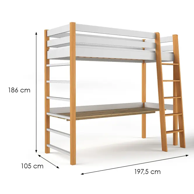 Posteľ Niko 80x190 Biela/Prírodný Dub,2