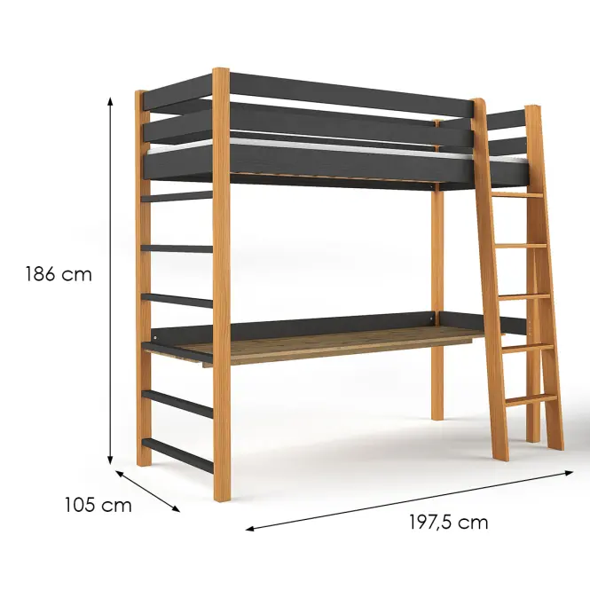 Posteľ Niko 80x190 Čierna/Prírodný Dub,2