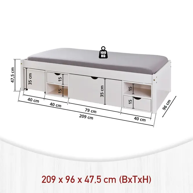 Posteľ 20900160 Till 90x200 Biela,3